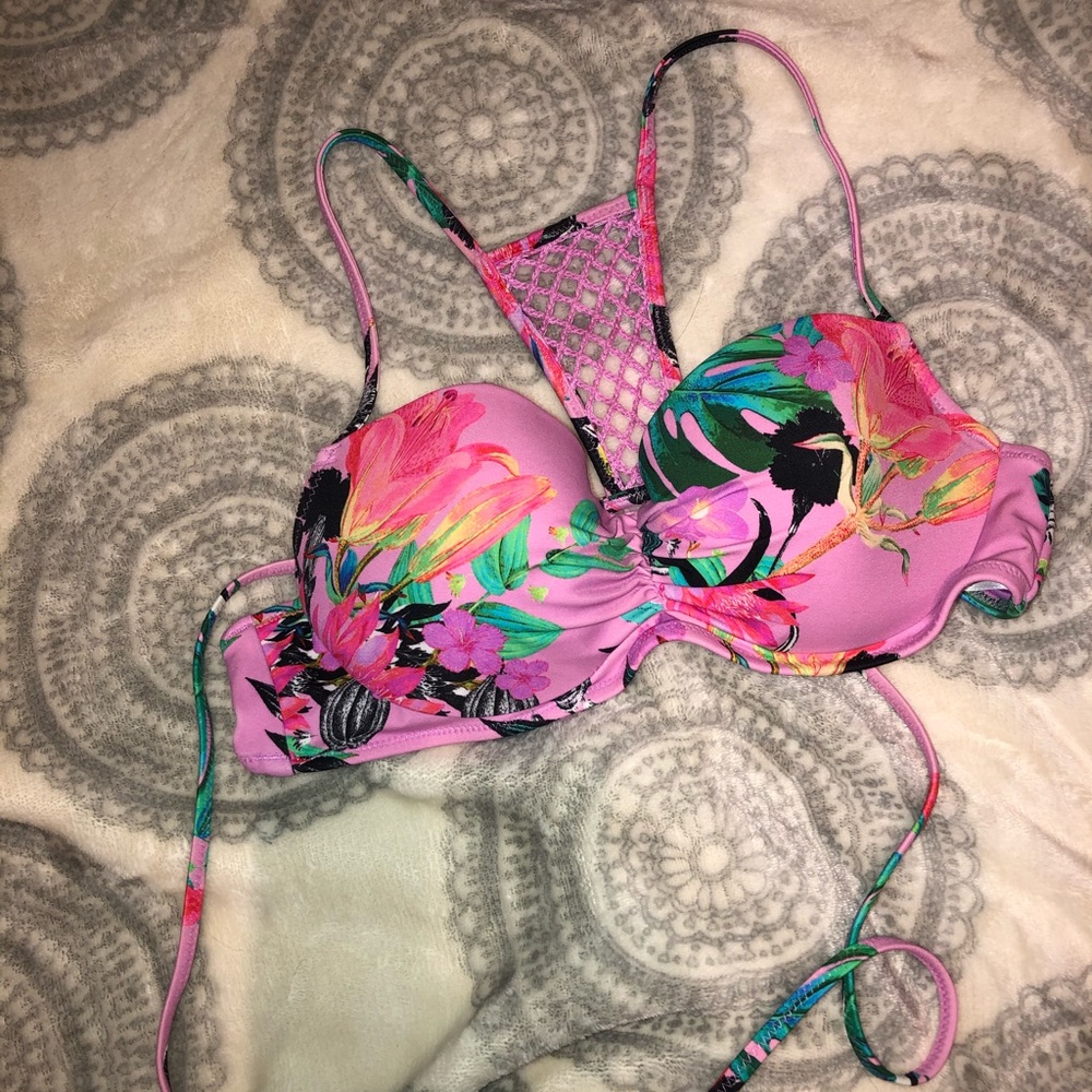 Purple Floral Swim Top